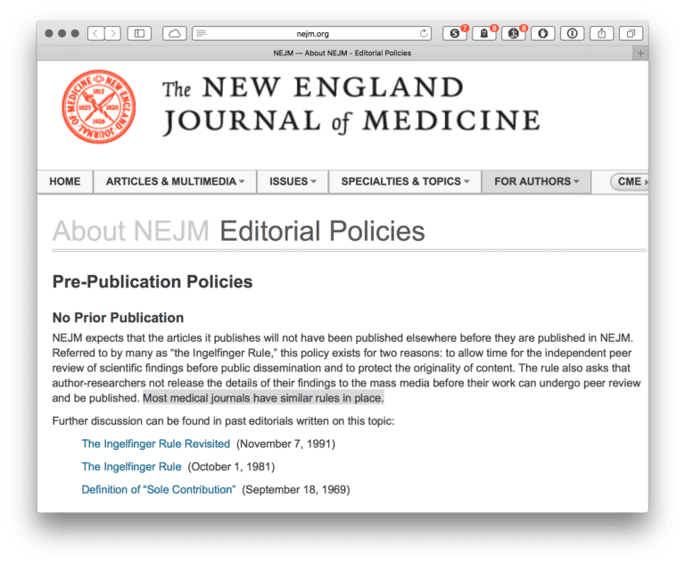Using R, Wikipedia, and SHERPA/RoMEO to show New England Journal of ...